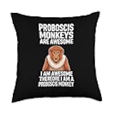 I Am Awesome Therefore I Am A Proboscis Monkey Throw Pillow