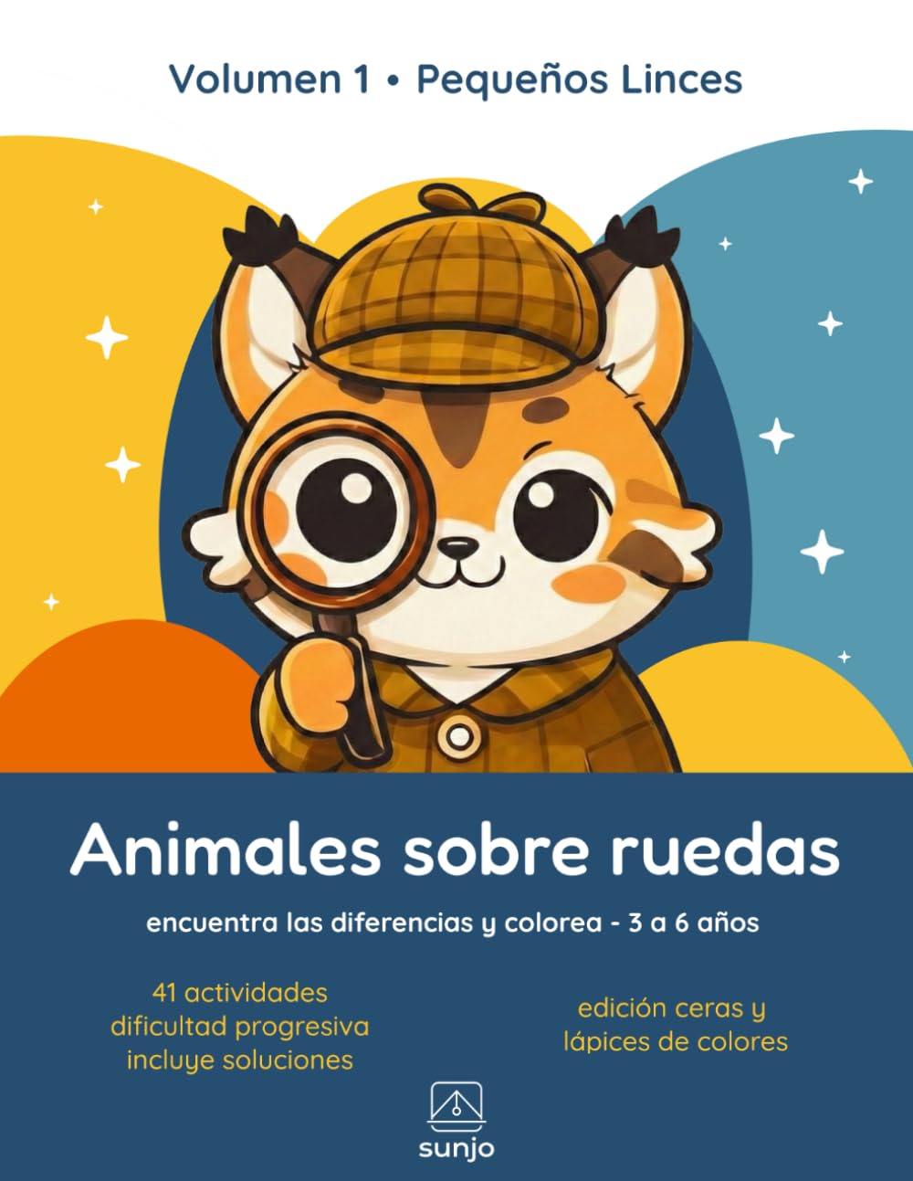 Animales sobre ruedas (Pequeños Linces): Colección Pequeños Linces: libro de encuentra las diferencias y colorear para niños de 3 a 6 años | 41 actividades a doble página con soluciones