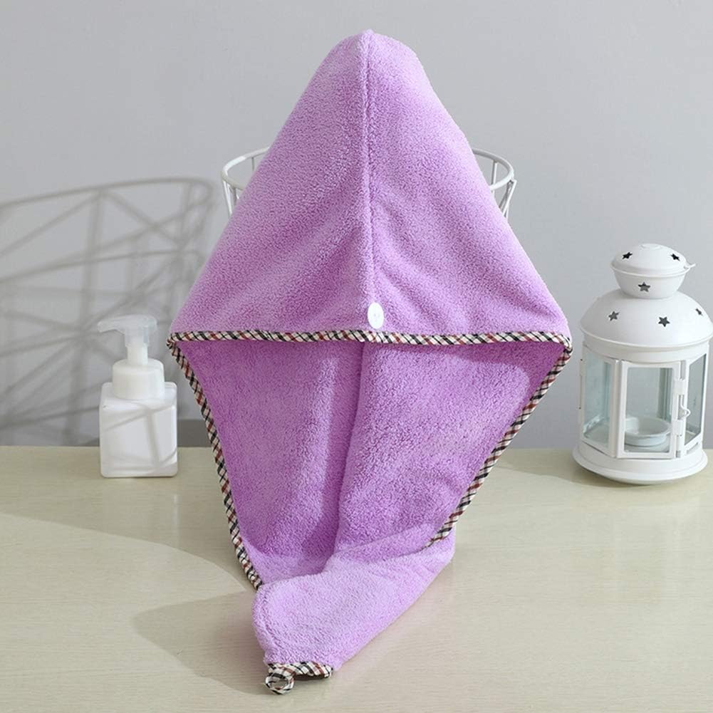 3 Pack Microfiber Hair Towel ,WanHua Hair-Drying Cap Absorbent Twist Head Turban Towel Fast Drying Hair Shower Wrap with Button for Women, Girl, Wet Hair& Curly Hair (Blue-Purple-Pink)