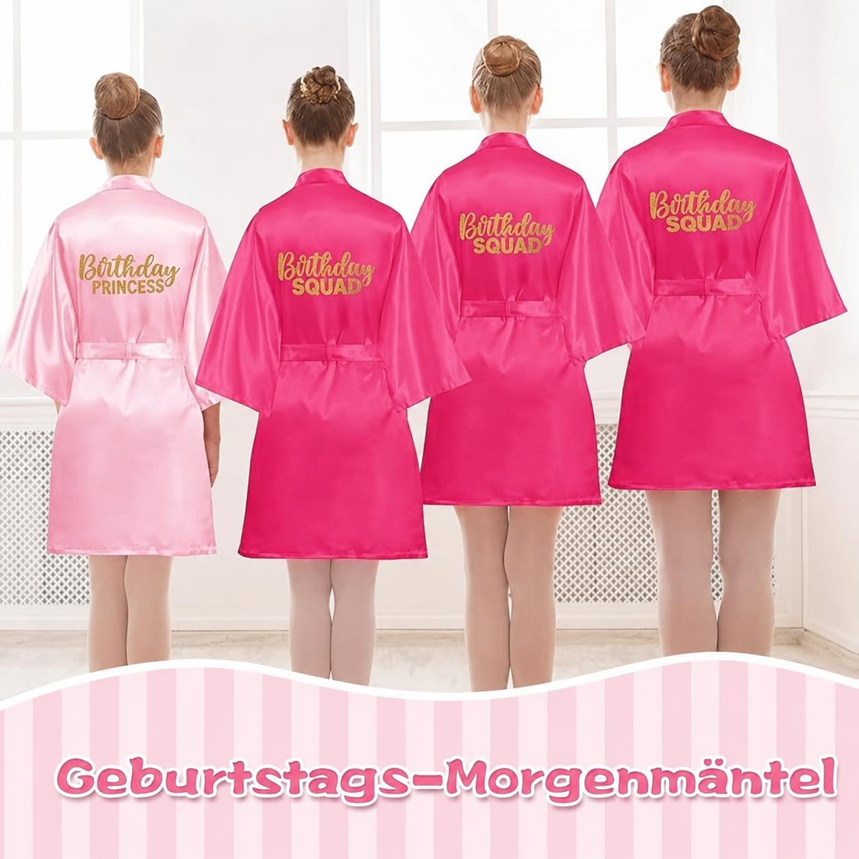 24-teiliges Spa Party Bademäntel Set für Mädchen, Taschen & Augenmasken | Rosa Spa-Party-Outfit für Kindergeburtstage – ideal für Übernachtungsparty, Fotoshooting & gemeinsame Verwöhnmomente