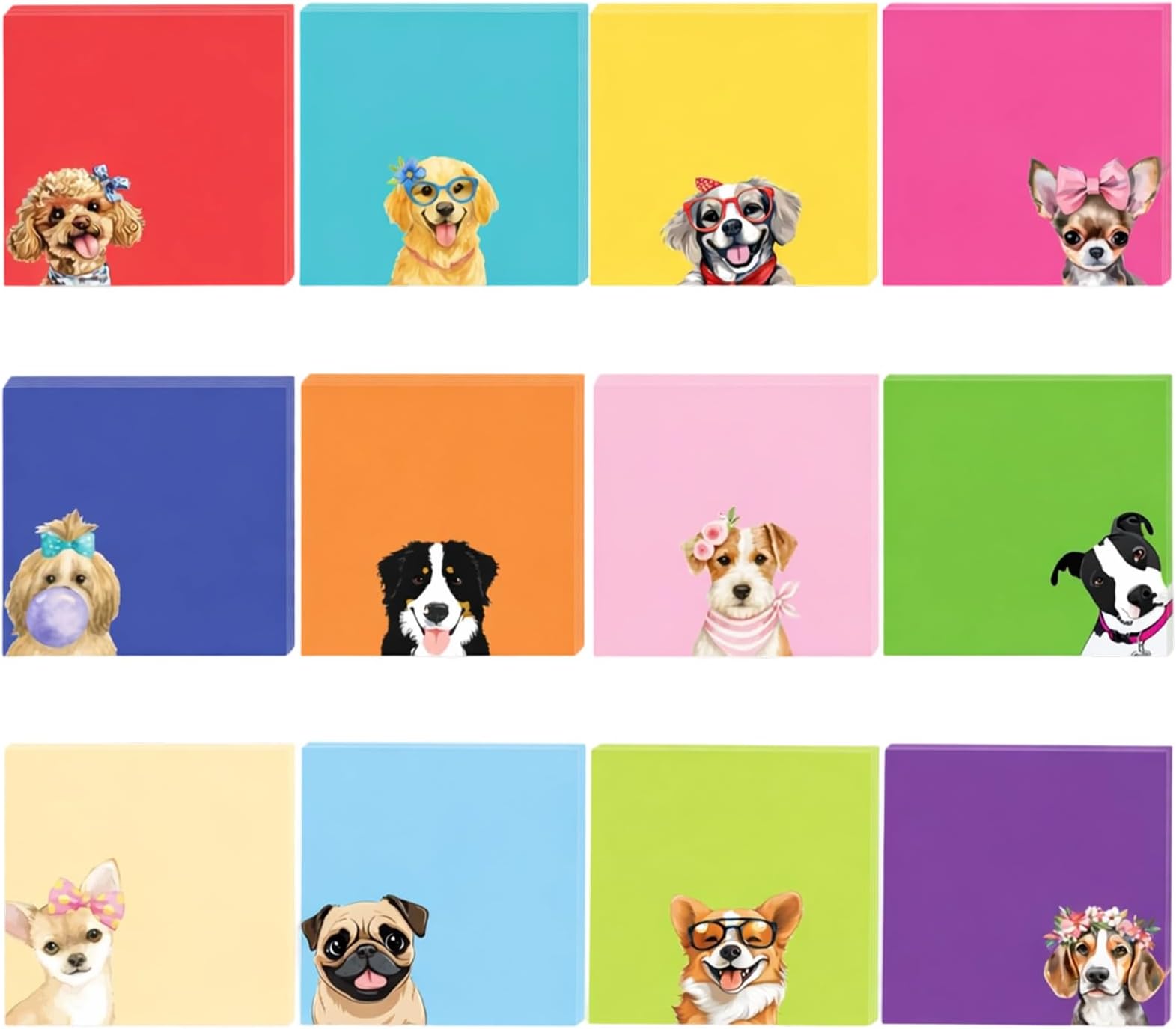 12 Packs Cute Sticky Notes Set, 240 Pcs Removable Adhesive Memo Pads, Sticky Notes Stationary Self-Adhesive Sticky Note Pads, Office, Home & School Use