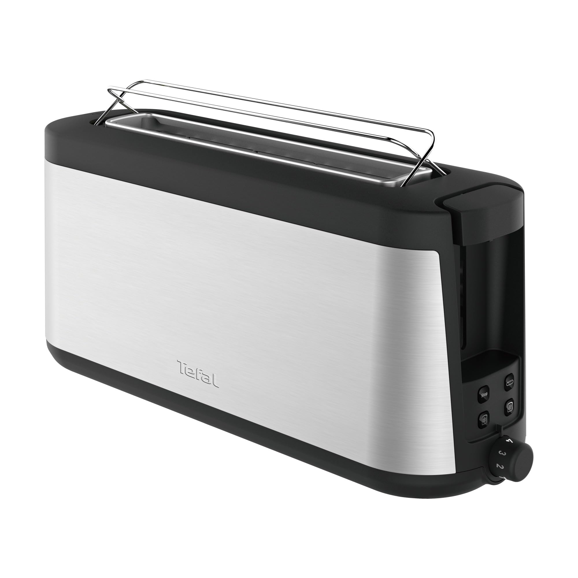 Tefal Element Tostapane A Lunga Fessura, Scaldapanini Integrato, 7 Livelli Di Doratura, Design In Acciaio Inossidabile, Nero, TL430811