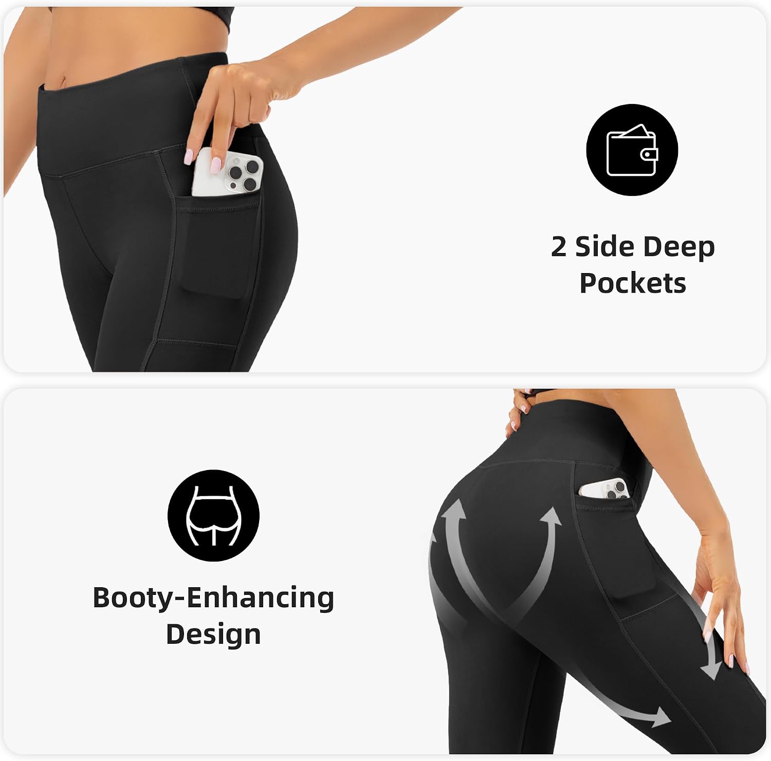 SUNCLOVE 3 Pack Leggings with Pockets for Women High Waisted Tummy Control Soft Yoga Pants Womens Workout Gym Leggings image 3