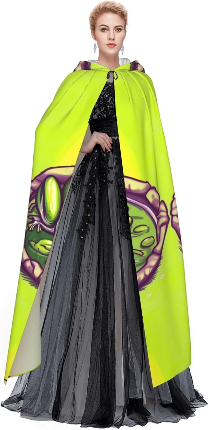Frog In A Pond Men Women Halloween Role Play Party Decoration Hooded Poncho Black