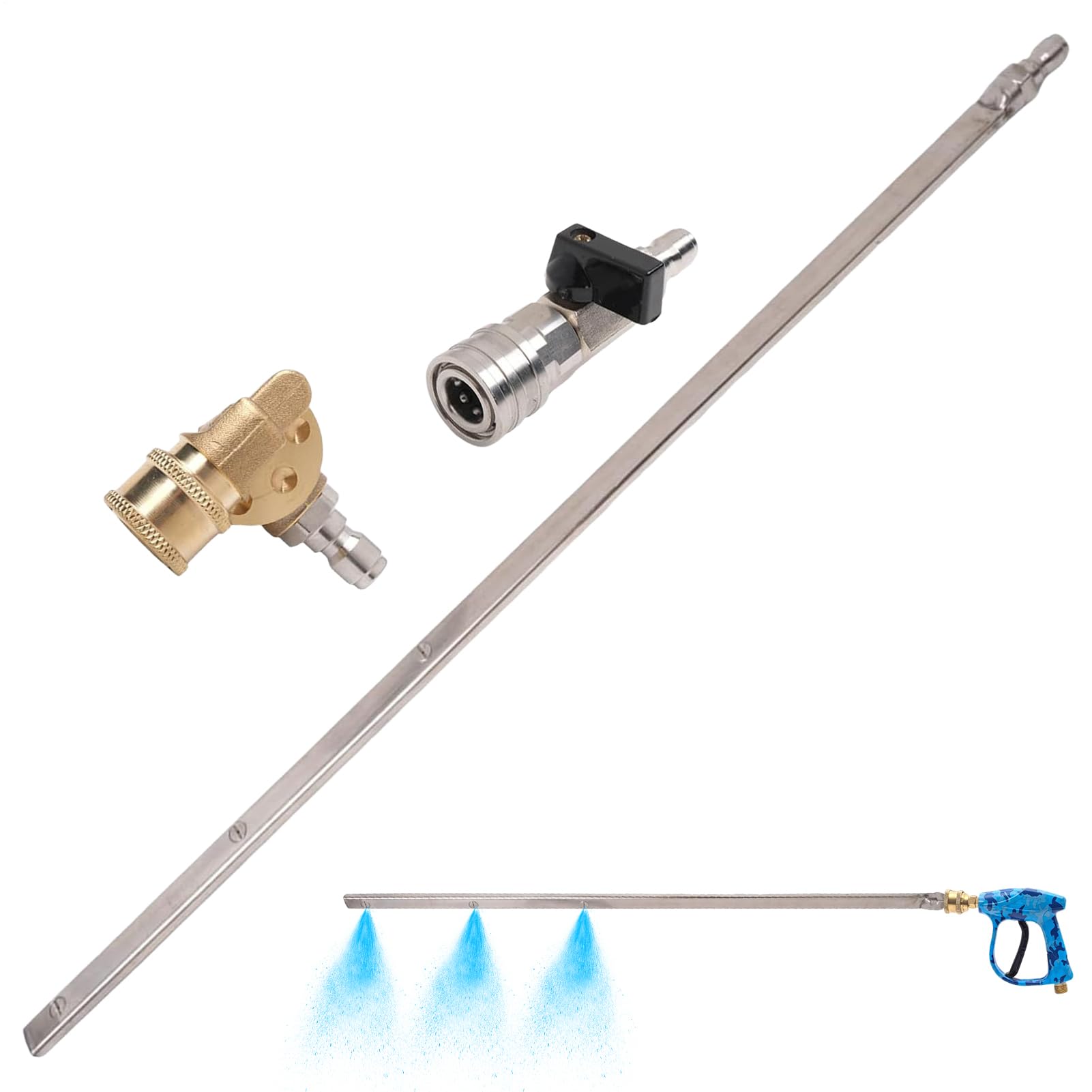 Asticello Per Pulizia Radiatori Aste per Pulizia Acqua Radiatori | Accessorio Per Pulizia Idropulitrice Serbatoio D'Acqua Per Grondaie Casa Veicoli Prato Vetri Finestre Patio