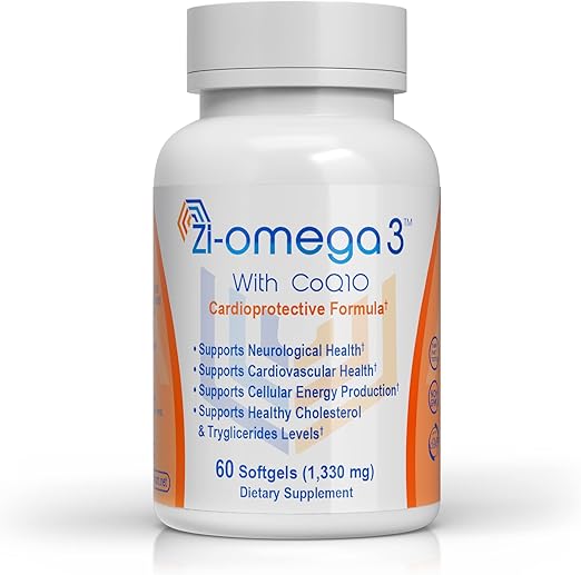 ZiOmega 3 CoQ10 Enzima, EPADHA, Cápsulas de aceite de pescado 1330 mg Pastillas