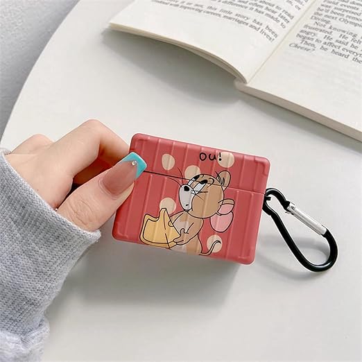 Amazon トムとジェリー Airpods Pro 用 ケース Tom And Jerry エアポッドプロ ケース シリコン 軽量 小型 キャラクター おしゃれ シンプル ワイヤレス充電対応 シリコン シリコーン 保護 全面保護カバー 防水 防塵 カラビナ キーチェーン付き カラビナ 紛失防止