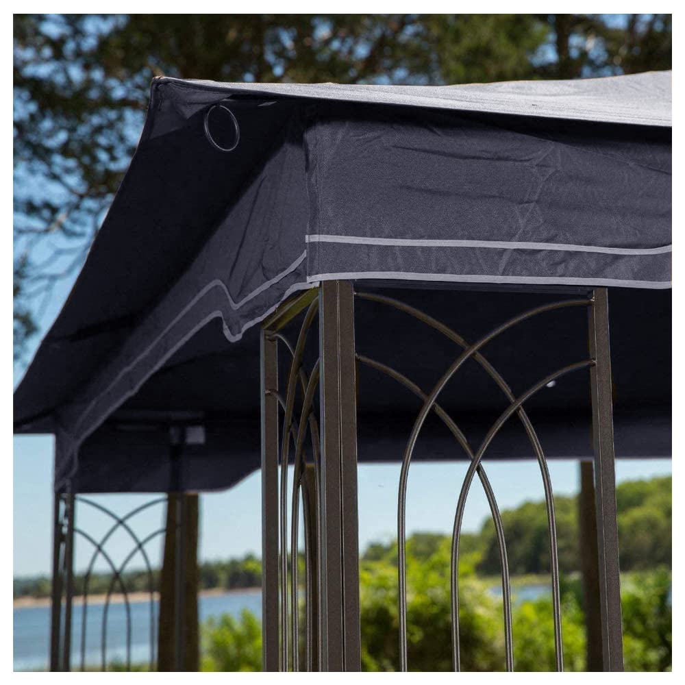 Pawilon ogrodowy 4 x 3 mm, wodoszczelny, odporny na warunki atmosferyczne metal i w 100% materiał hydrofobowy, podwójny dach dla lepszego dopływu powietrza, z siatką przeciw owadom, z pierścieniami do roślin (szary)