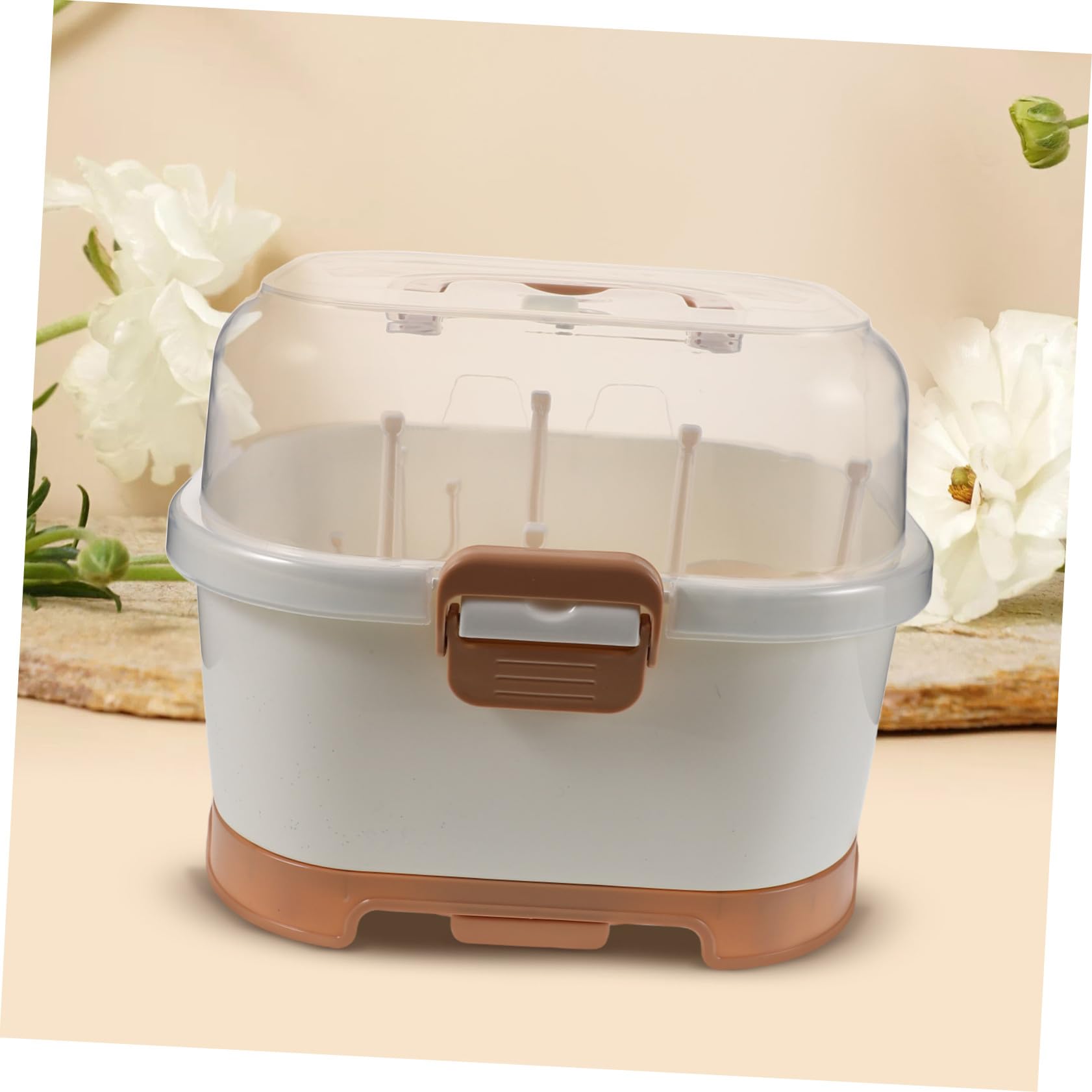 Organizer per Biberon da Banco con Coperchio, Grande Capacità | Conservazione Verticale, Struttura Salvaspazio, Plastico, per Preparazione Pasti e Mobile Cucina
