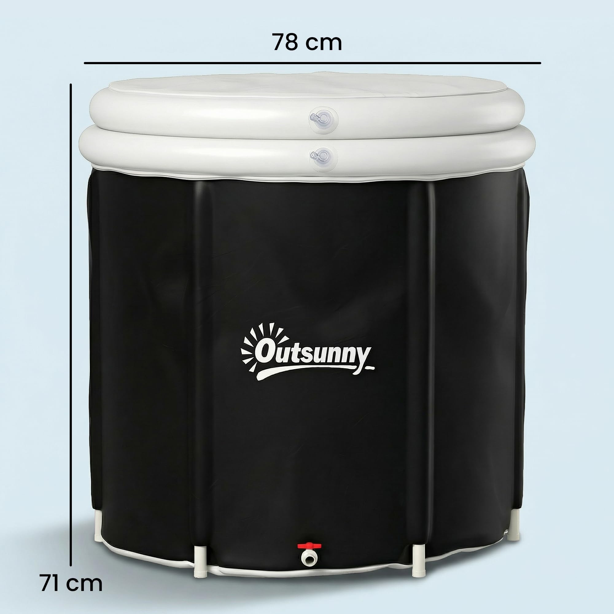 Outsunny Bañera de Hielo, 280L, Bañera Hinchable Portátil para Recuperación de Atletas en Agua Fría, con Cubierta y Bomba, Barril de Hielo de Múltiples Capas, para Interior y Exterior, Ø78x71 cm