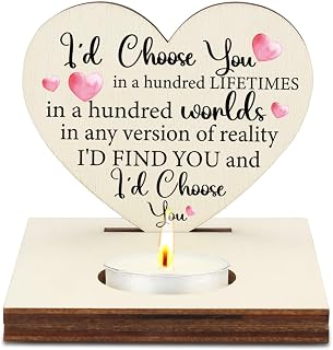 I'd Choose You Romantic Candle Holder, with Love Quote, Ideal for Valentine's Day Anniversaries Wedding Gift for Partner, Fun Gift for Boyfriend Girlfriend Christmas Candlestick Holders-LATZ21