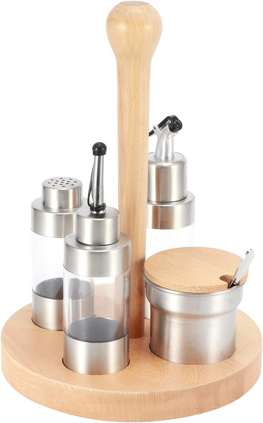 Seasoning Containers, Spice Box, Cruet Condiment Spice Pepper Jar Box, Seasoning Storage Container Pot Rack Set, Spice Containers Kitchen Cooking Tool(Round)