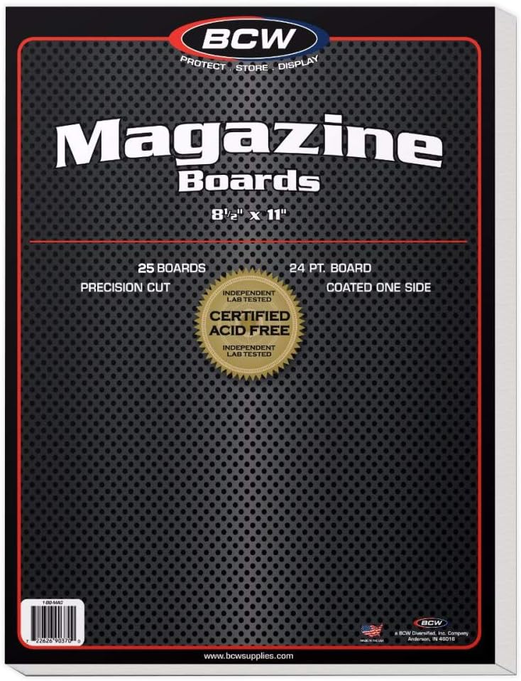 BCW-BBMAG Magazine Size Backing Boards, White (25 Boards)