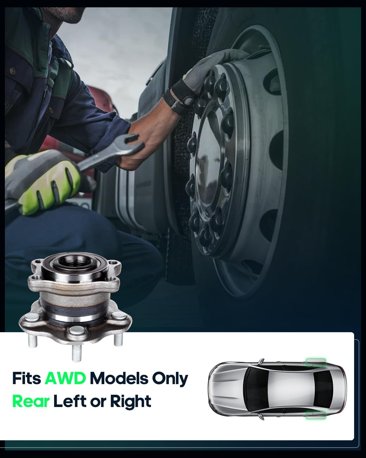 SCITOO 512363 AWD Rear Wheel Bearing kit Compatible with 2003-2007 for Nissan Murano 5 Lugs Axle Hub Assembly Kit NO/ABS 1 Pack