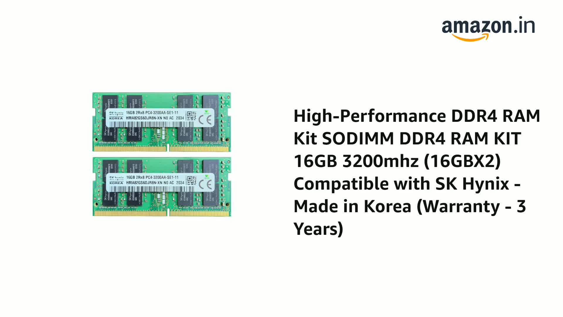 SK Hynix DDR4 RAM KIT 16GB (2x8GB) Laptop SODIMM