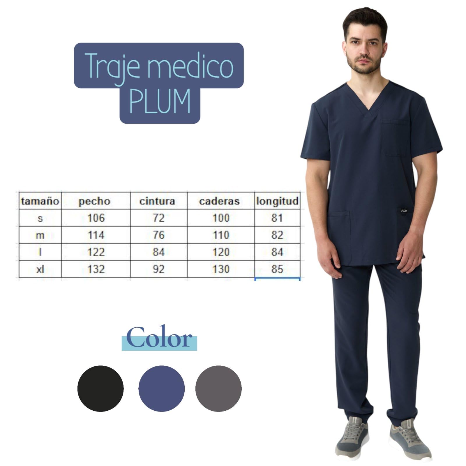 Conjunto Sanitario Hombre Plum – Uniforme médico con Bolsillos | Pijama Sanitario Transpirable para Hospital y clínica