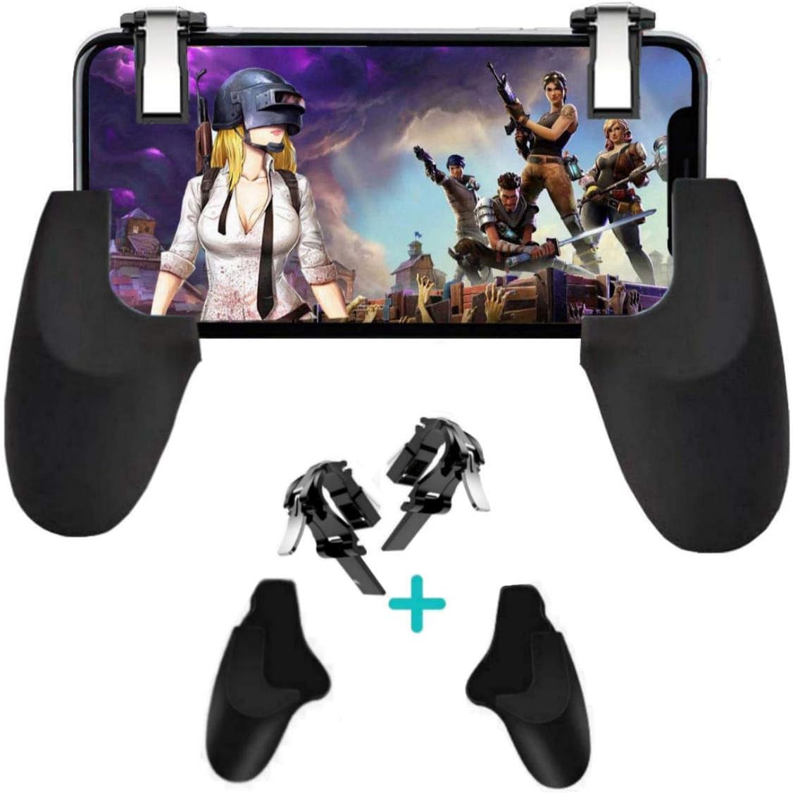 Mobile Game Controller [Upgrade Version] Mobile Gaming Trigger for PUBG/Fortnite/Rules of Survival Gaming Grip and Gaming Joysticks for 4.5-6.5inch Android iOS Phone (Mobile Game Controller)