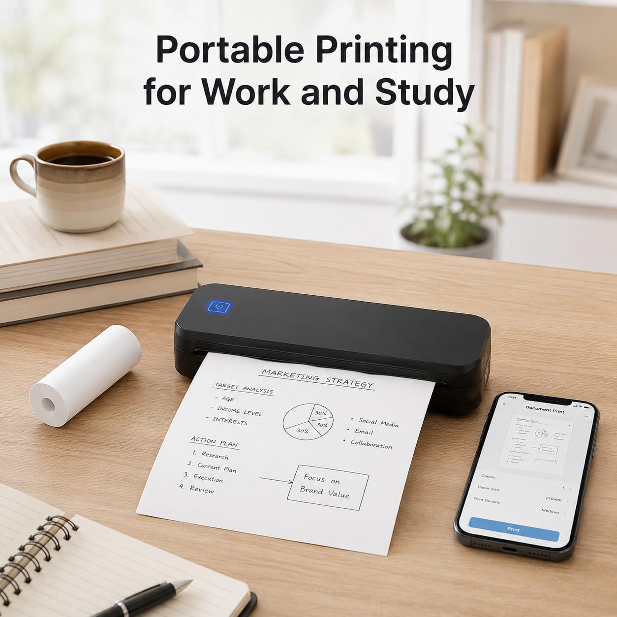 Stampante termica portatile Bluetooth per documenti, etichette, ricevute e