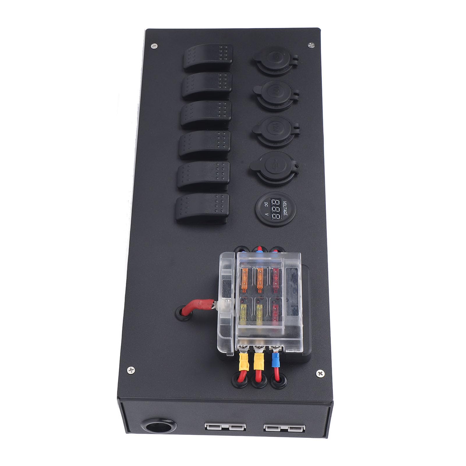 Skrzynka Kontrolna Zasilania Akumulatora Kempingowego 12 V 24 V, Wstępnie Okablowana Centrala Instalacji Elektrycznej z Woltomierzem Przełącznikowym Gniazdo Zapalniczki Wyjście USB