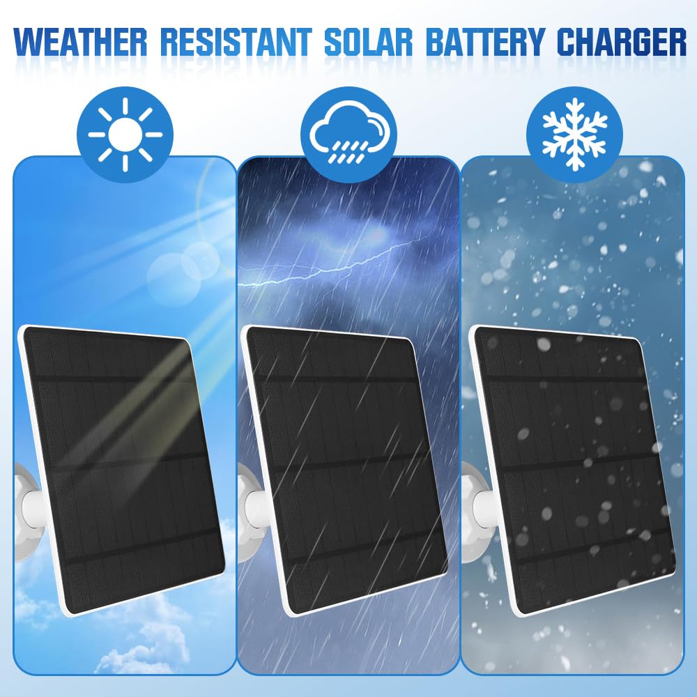5W Solarpanel für Überwachungskamera Aussen Akku, 5V Solarmodul ist kompatibel mit WYZE Battery Cam Pro, Eufy Camera & Arlo Essential Spotlight/XL Spotlight Camera, mit Micro-USB, DC, Type-C(2 PACK)