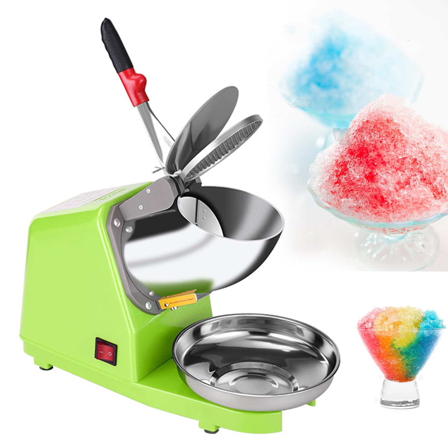 Trituradora de Hielo | Máquina de granizados de Acero Inoxidable con Cuchillas Dobles | Máquina Profesional para Hacer Hielo raspado para Uso doméstico y Comercial