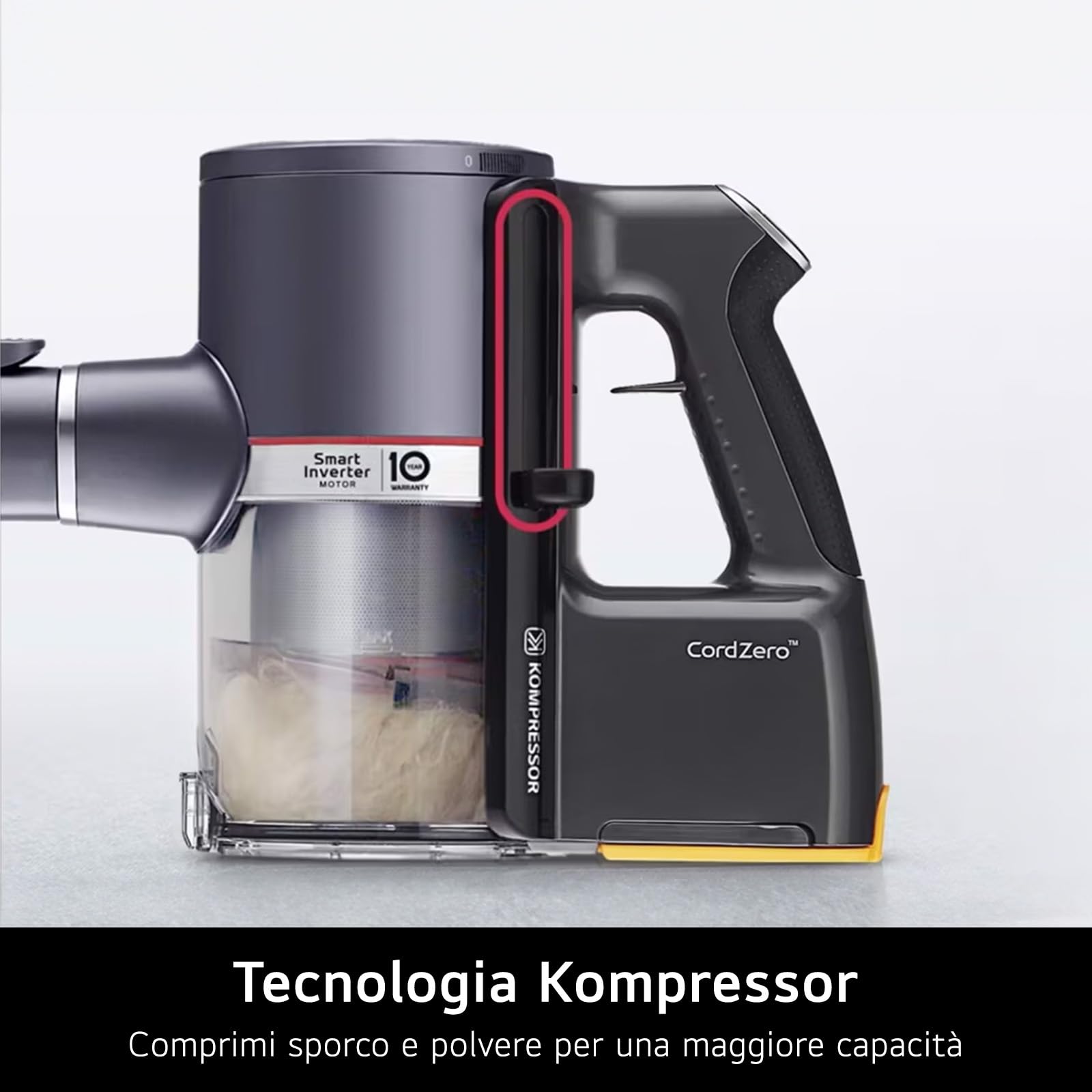 LG CordZero A9K Lite1C, Aspirapolvere senza Fili, Sistema Kompressor, 220W, Autonomia 60 min, Maxi Spazzola Parquet con LED Rivela Polvere, Wi-Fi, 2 Accessori, Filtro 5 Strati, Calming Beige