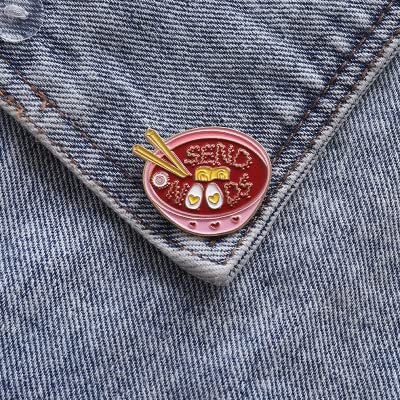Image of Set of 2 Ramen Nood Enamel Pins for Bags, Jackets, Hats & Tops - Ramen Fashion Accessory Japanese Foods Tonkotsu Ramen Brooches