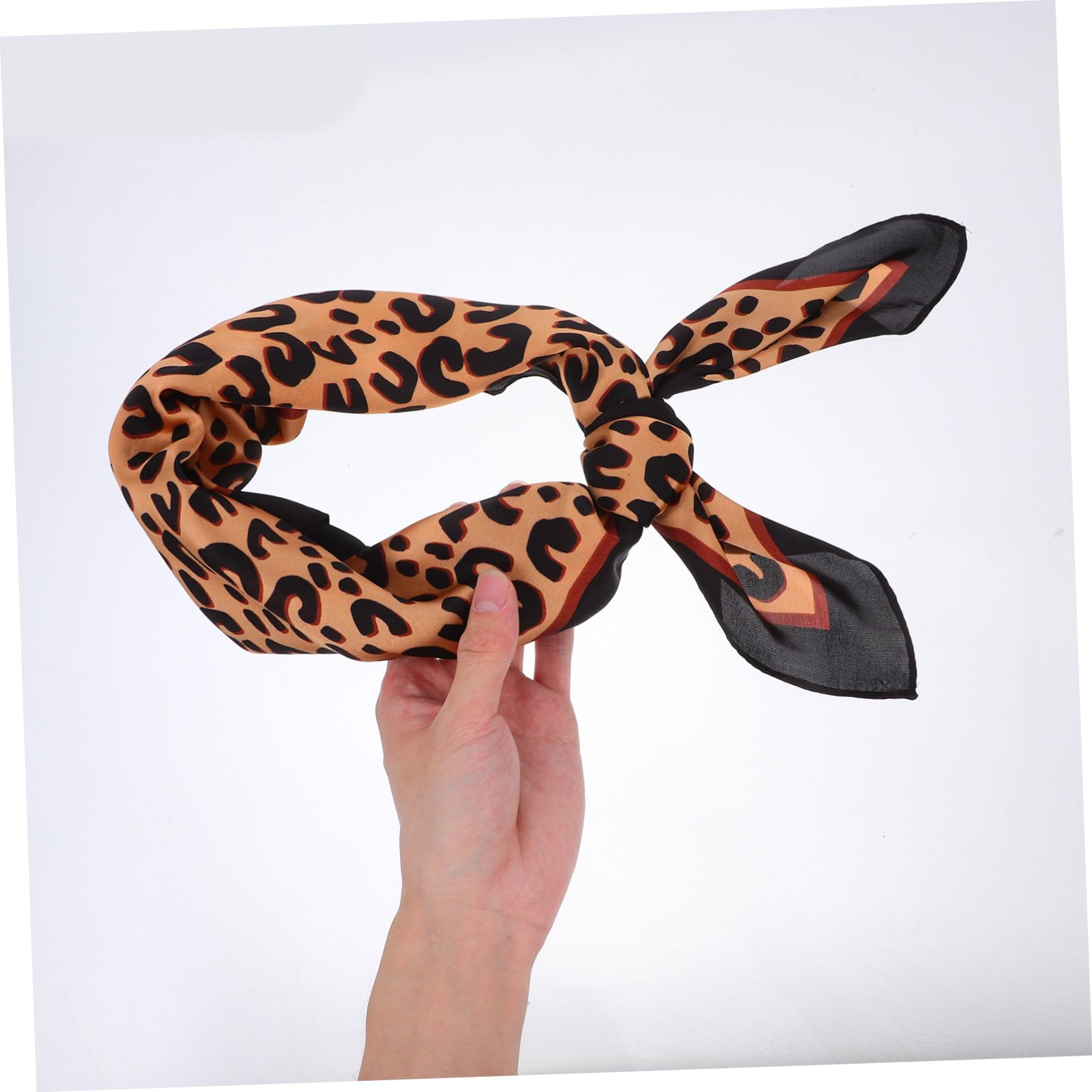 SHERCHPRY Elegante Pañuelo de Seda de 70 X 70 Cm Pañuelo Cuadrado para Mujer con Estampado de Leopardo para El Trabajo