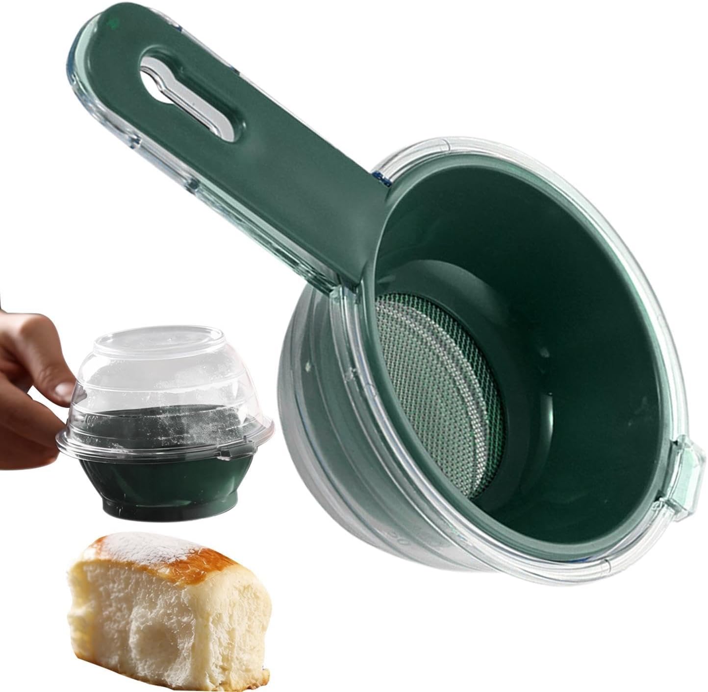 Generico Powder Shaker - Oven Duster with Measuring Cake, Fine Mesh Stainless Steel Sieve | Sprinkler Dispenser Also for Decorating Cakes with Spices, Sugar and Cocoa