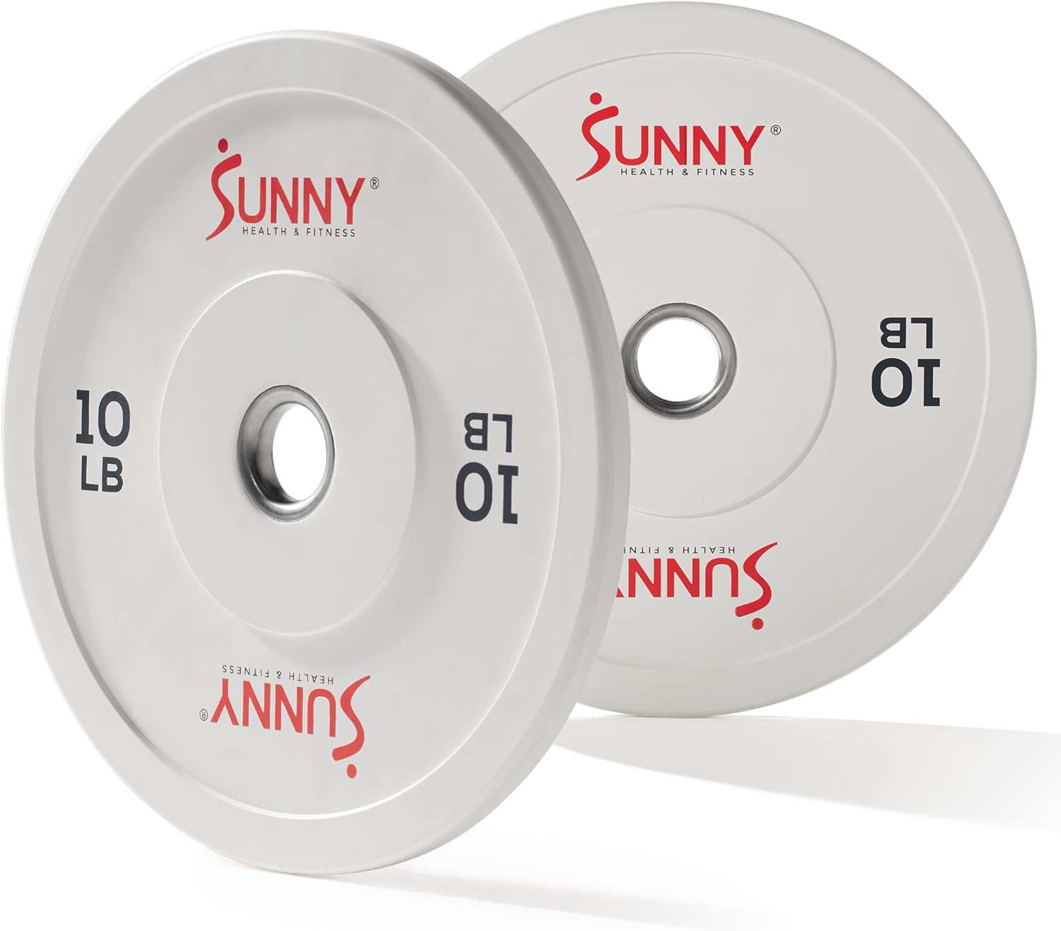 Sunny Health & Fitness Elite – Placa de peso olímpica de goma de 2 pulgadas, 10-55 libras con cubo de acero para gimnasio en casa, estante de