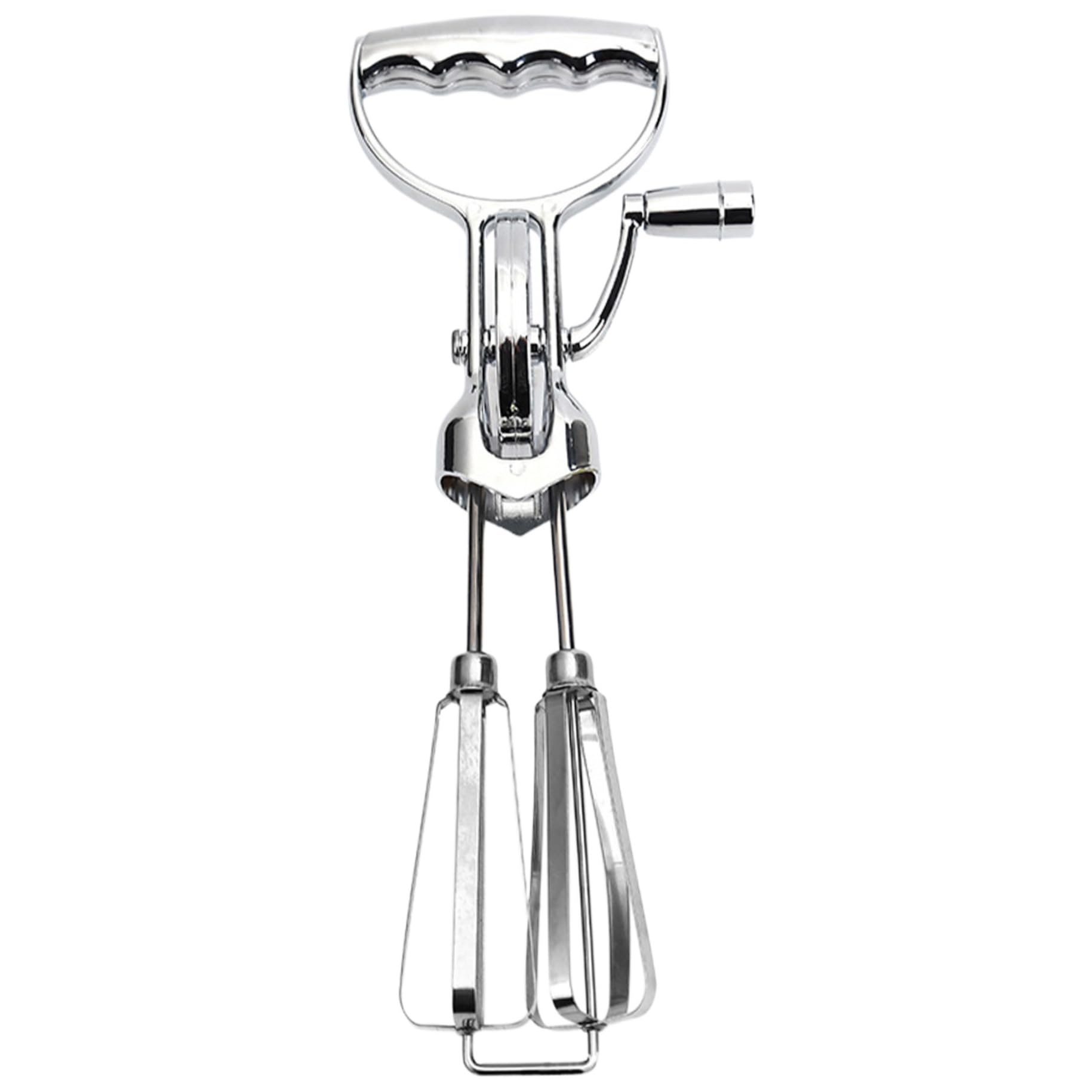 Hand Crank Egg Beater Stainless Steel Rotary Egg Whisk Double Head Handheld Mixer with Crank Portable Kitchen Cooking
