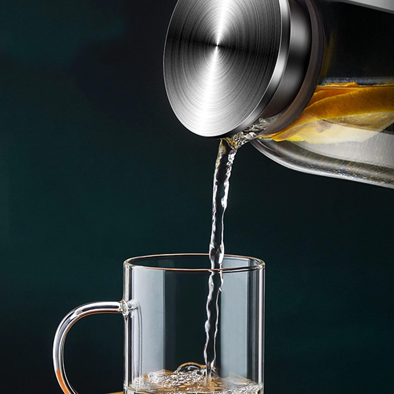 Jarra de Vidrio de Borosilicato, Jarra de Té Helado de Acero Inoxidable, Limpia Fácil para Jugo, Leche, Frío o Calor