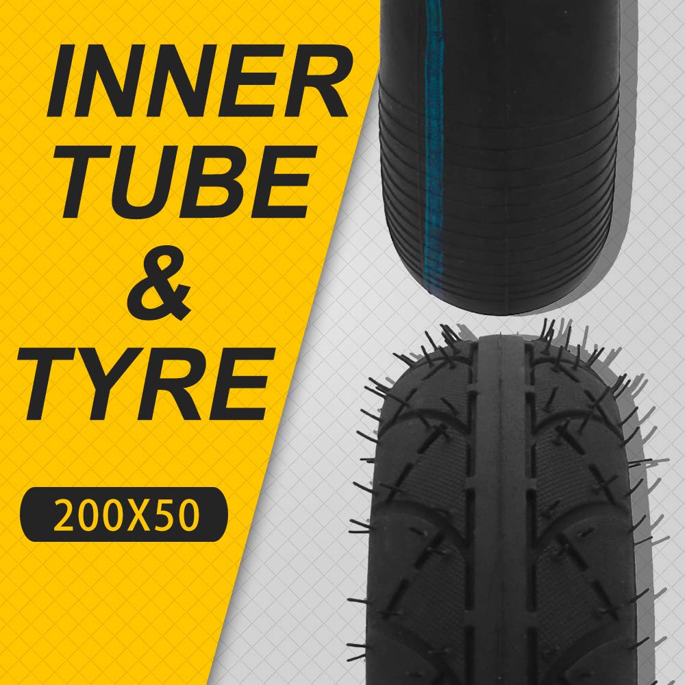 2 stuks 200 x 50 E-scooterbanden, massief rubberen banden, 8,0 x 2,0 inch, compatibel met E100, E150, E200, Dune Buggy, E Punk, Crazy Cart, PowerRider 360, eSpark elektrische scooter, banden met 1