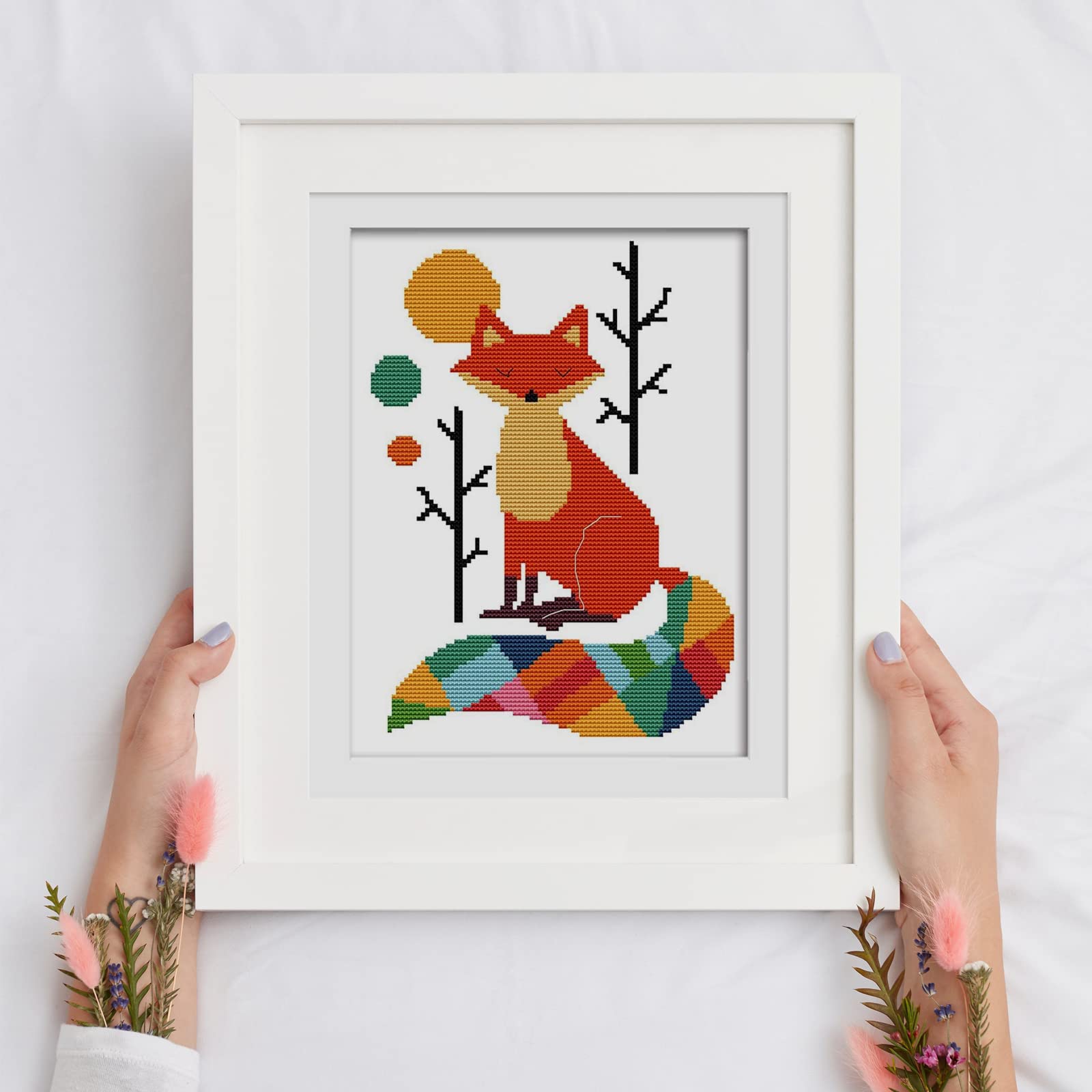 Suchkawe Kreuzstich-Set, 11CT, Fuchs-Motiv, 28x38 Cm - DIY Stickset Für Anfänger & Erwachsene