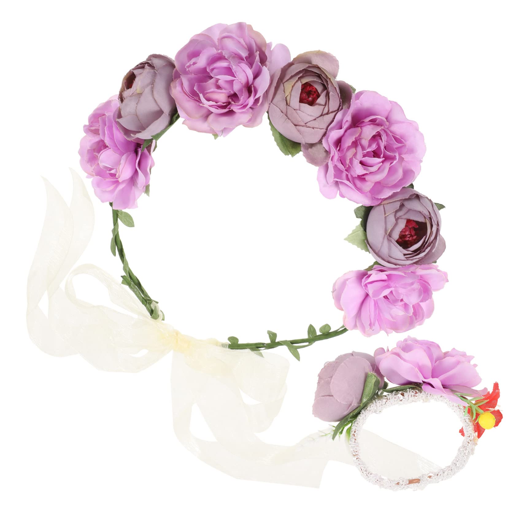 Didiseaon 4 Set fascia per ghirlanda fascia rosa ghirlanda floreale per accessori acconciature sposa accessori per acconciature sposa Tiara fiore del corpetto floreale tessuto