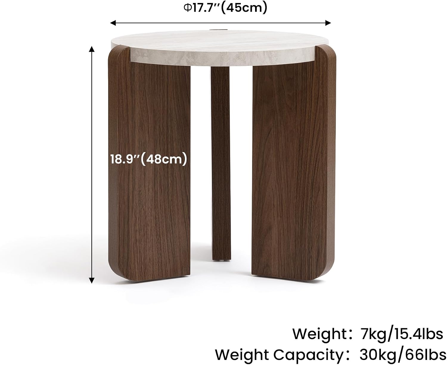 HOMPUS Modern Coffee Table Set of 2, Round Faux Marble Coffee Table and End Table Set, Farmhouse Living Room Table Set with Wooden Legs for Apartment, Small Space, Home Office