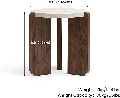 Miniatura 45 de HOMPUS Juego de 2 mesas auxiliares vintage, mesas auxiliares redondas rústicas con acabado de grano de madera, 2 piezas, mesita de noche, mesa