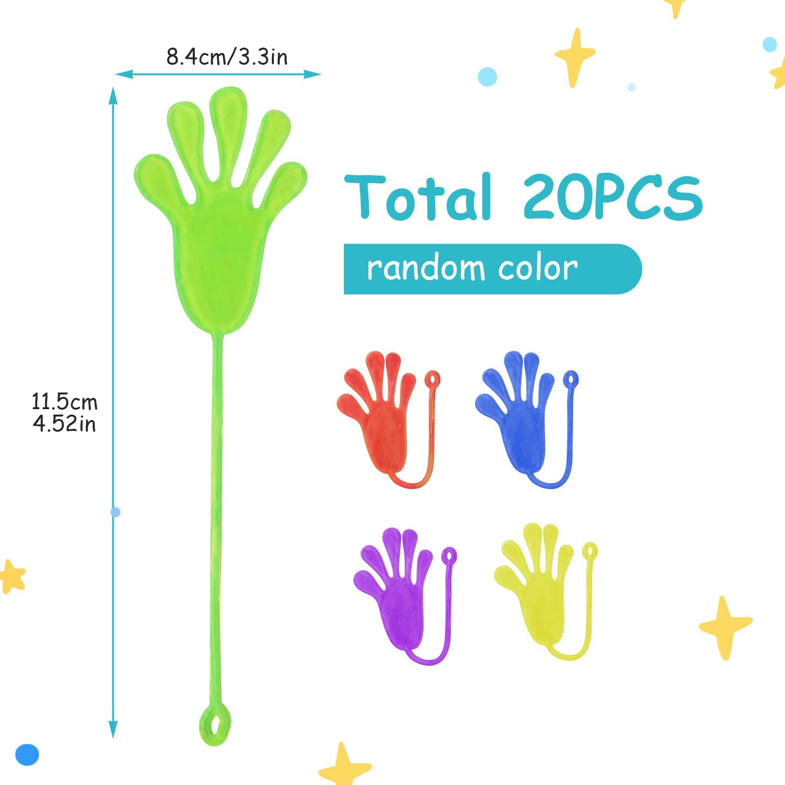 Ainiv 20 Pezzi Colorato Sticky Hands Giocattoli per bambini, Mani appiccicose Regalo per Compleanno, per Feste, di Decompressione per Ragazzi