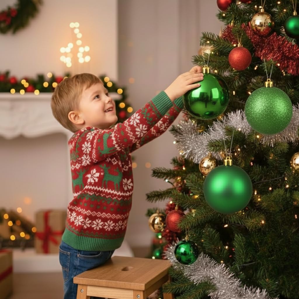 20 cm/3 große dunkelgrüne Weihnachtskugeln, PVC, bruchsicher, glänzend, matt, glitzernde Oberfläche, Weihnachtskugeln, Ornamente, sortiertes Set, Festliche Weihnachtsbaum-Hängedekorationen, rundes