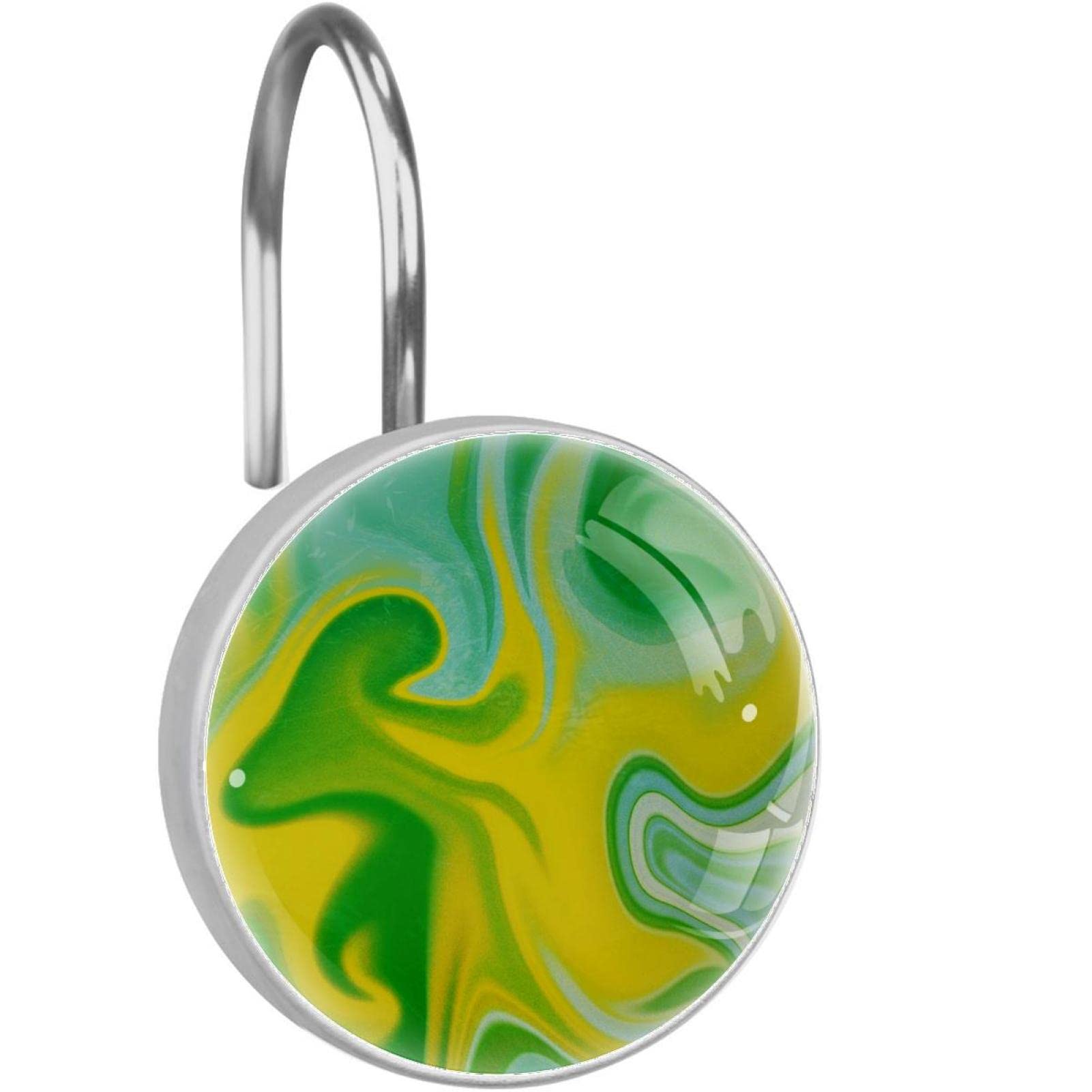 Anneaux de rideau de douche solides lot de 12 crochets inox déco vert jaune pour rénover