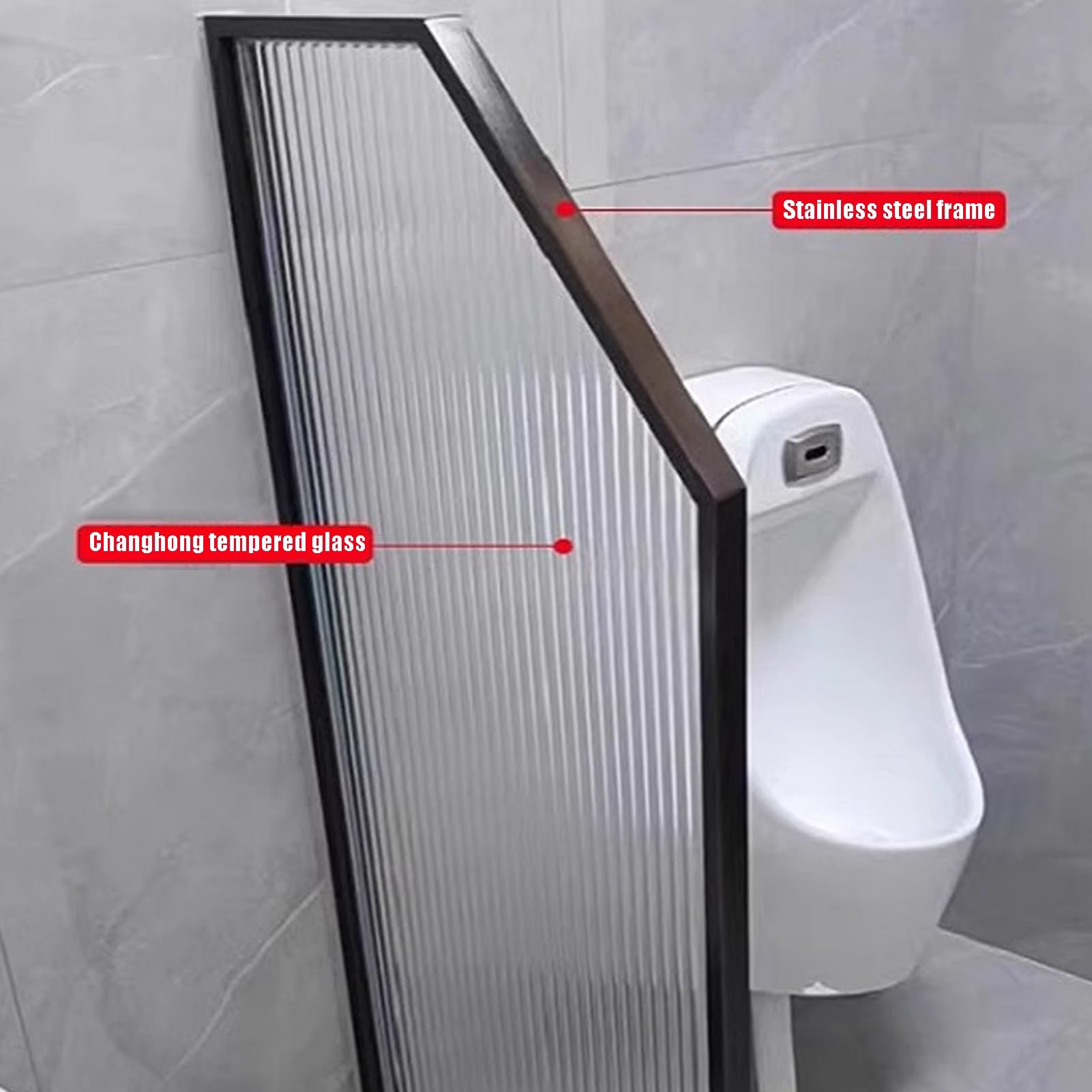 Pannello divisorio per orinatoio in vetro temperato per servizi igienici commerciali, elegante divisorio per stalla per hotel, bar e spazi pubblici