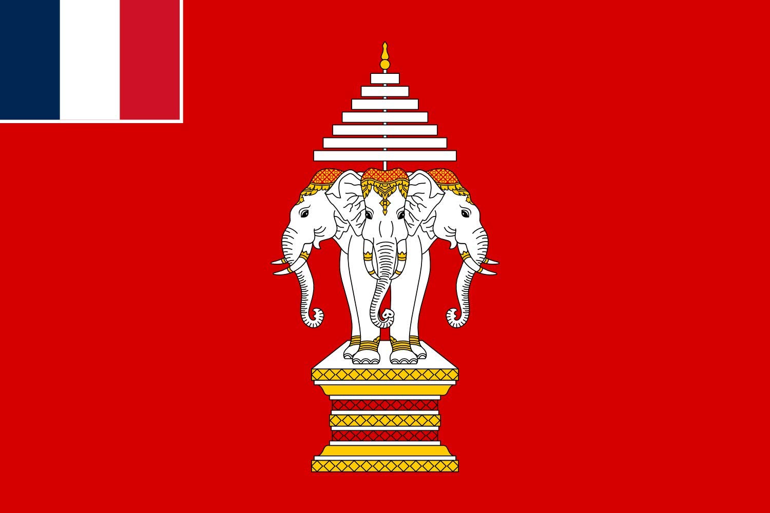 Drapeaux du Royaume de Luang Prabang 1893-1946 grand pavillon