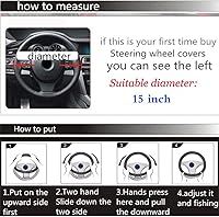 Vista 6 de Funda universal de cuero para volante para mujer, funda de volante para automóvil de 15 pulgadas (azul)