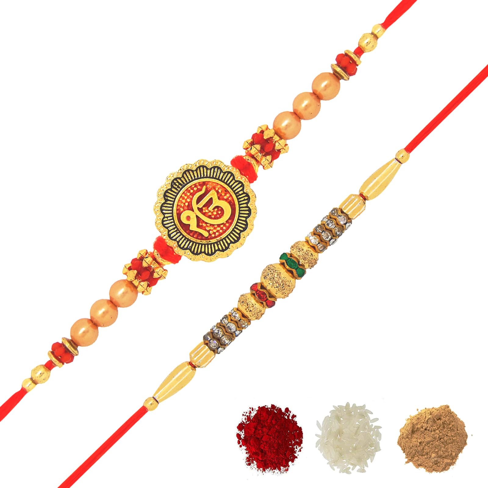 Fresh Vibes Mens Ik Onkar Golden Sikh Rakhi for Brother - Combo Set of 2 Ek Omkar Punjabi Rakhis (Roli Chawal Tilak Included) (B0CB62VPTG) Amazon Price History, Amazon Price Tracker