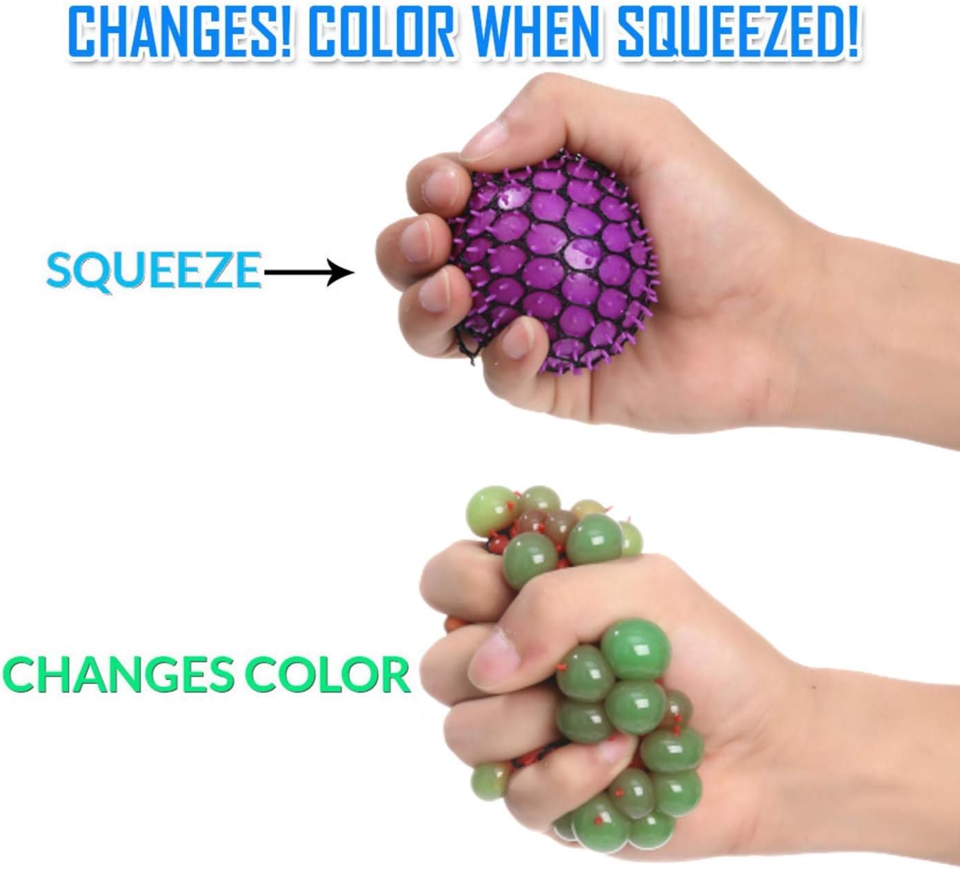 KELZ KIDZ Quality & Durable Medium (2.5 Inch) Spiky Mesh Squishy Balls with Exclusive Sewn Mesh! (Multi, 4 Pack)