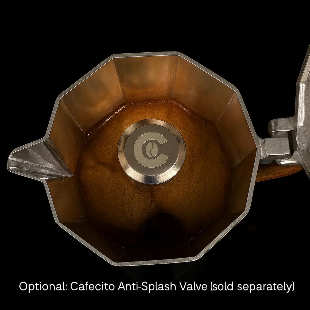 CAFECITO® Moka Pot Stovetop Espresso Maker – Cuban Coffee Maker Cafetera Cubana | 6 Cup Greca Coffee Maker Crema Edition with Wood Handle | Classic Cafecito Brewing