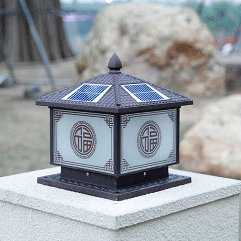 Lampa słupa słonecznego kwadratowa aluminiowa lampa ogrodzeniowa do bramy na zewnątrz ogród willa dziedziniec lampa filarowa retro odlewana ciśnieniowo lampa kolumnowa na taras ganek