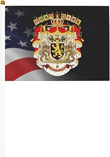 Coat of arms of Belgium Stylish Handheld Flags - 6 Pack Mini Flags (5.5" X 8.2") for Competitions, Support, Team Activities, Outdoor, Parties
