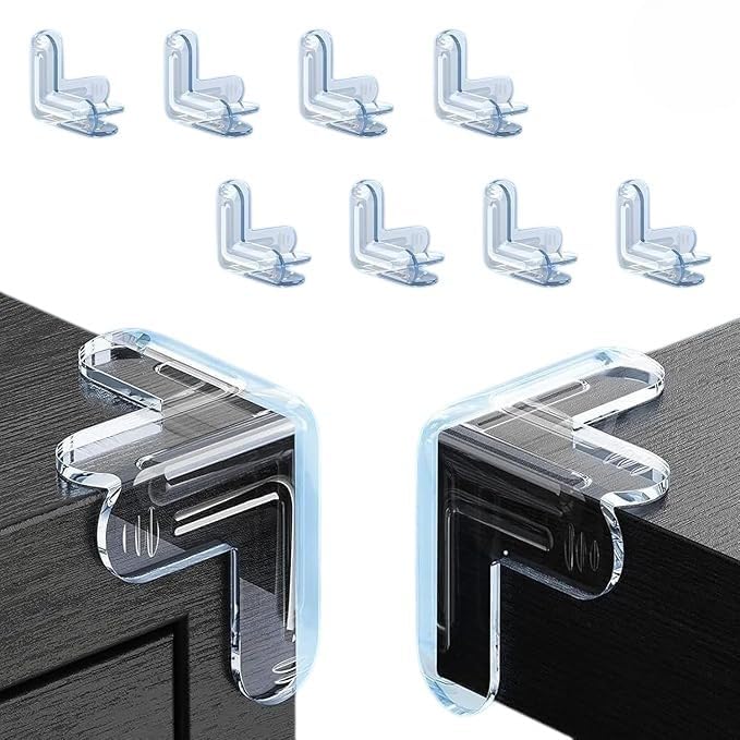 Image of Shivstor 2 Piece Baby Proof Corner Guards - Transparent T-Shape Furniture Edge Protectors, Clear Table Corner Bumpers with Strong Adhesive, Safety Cushion Guards for Kids & Toddle