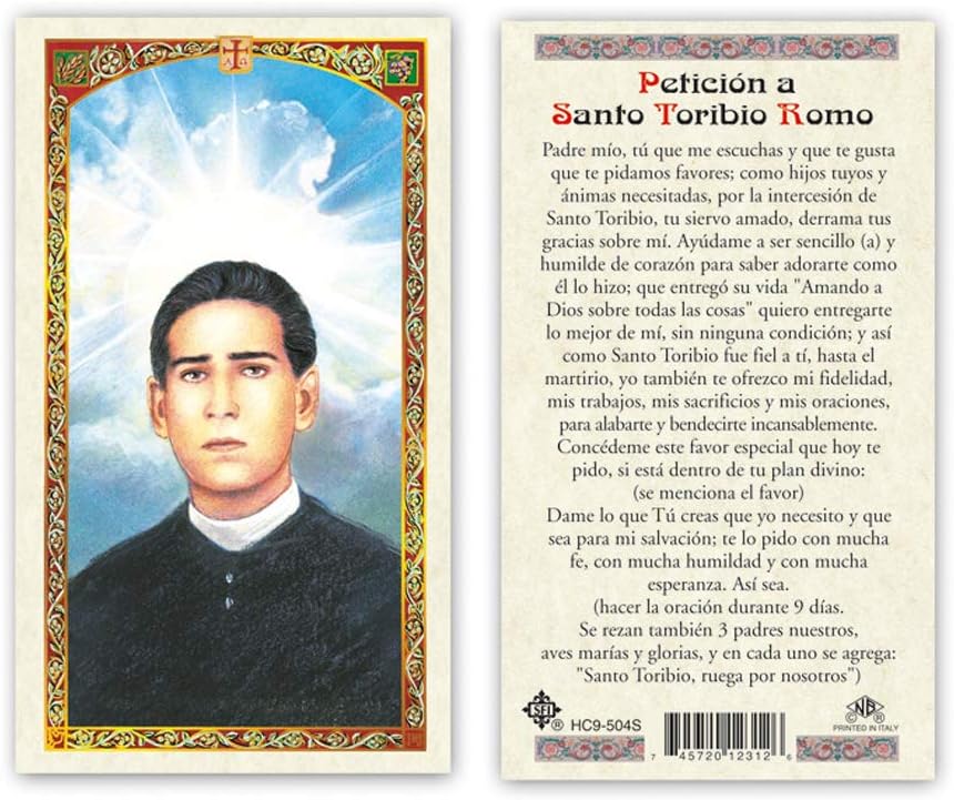 Oracion Peticion a Santo Toribio Romo Tarjetas Laminadas en Espanol Laminated Prayer Cards - Pack of 25-